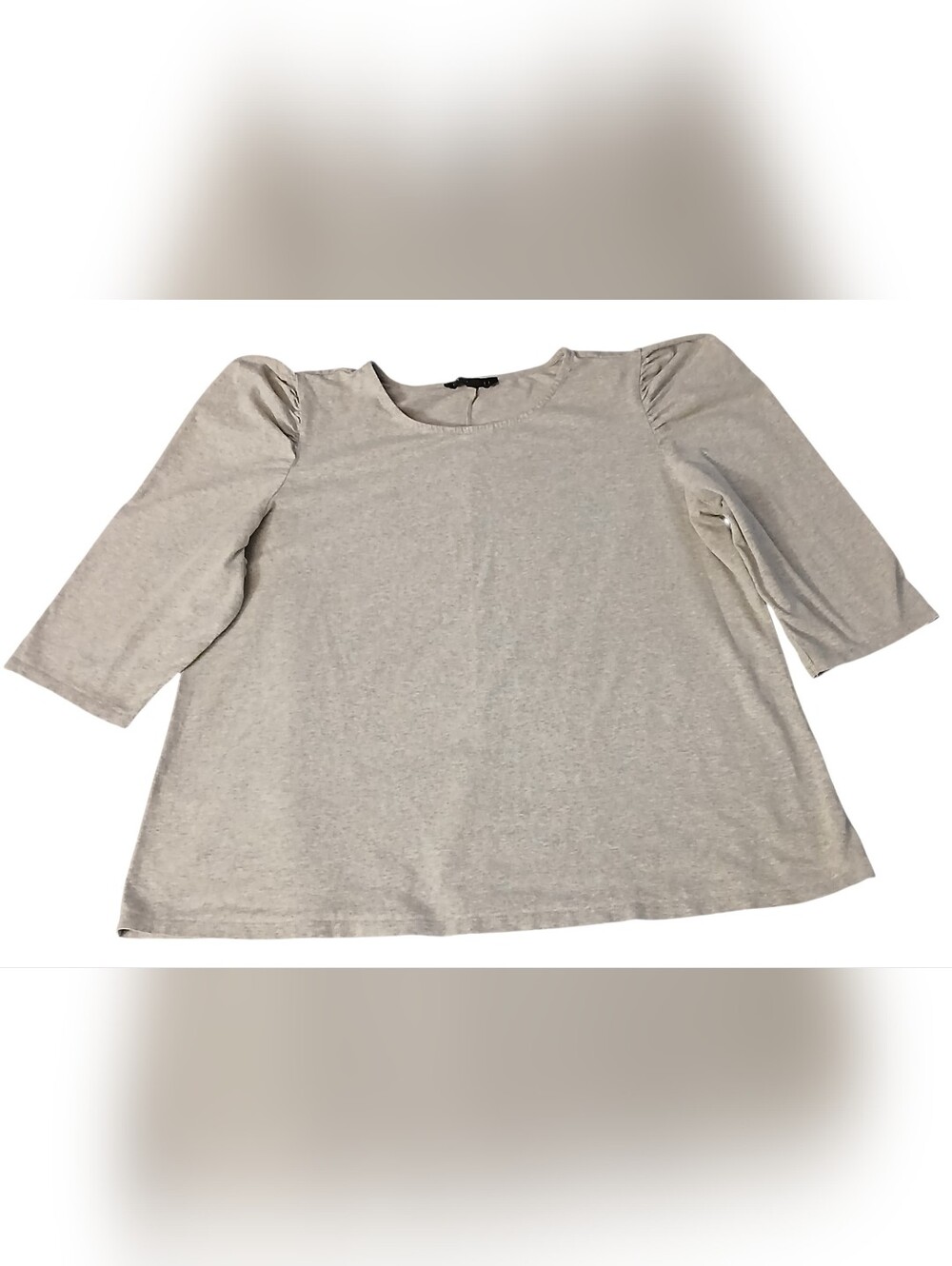 EUC ELOQUII Women's Heather Gray Scoop Neck Top, Size 22/24, Puff Shoulder's